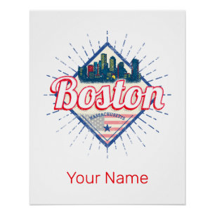Poster Boston Massachusetts Etats-Unis Vintage USA