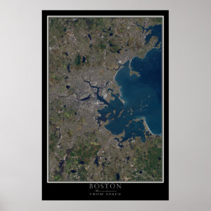 Poster Boston Massachusetts From Space Satellite Map