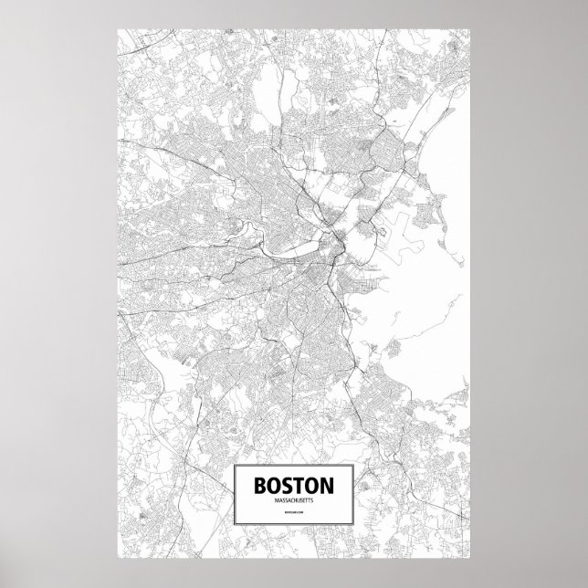 Poster Boston, Massachusetts (noir sur blanc) (Devant)