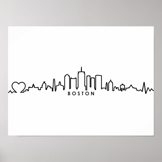 Poster BOSTON Massachusetts USA City Skyline Silhouette (Devant)