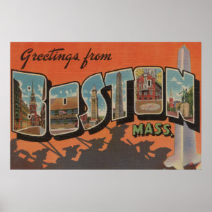 Poster Boston, MassachusettsGrandes lettres Scènes 2
