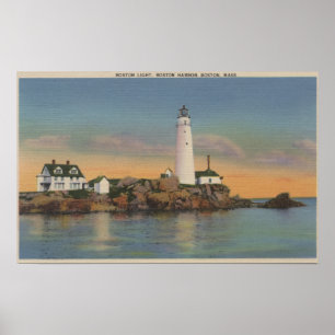 Poster Boston, phare de MABoston au port 2 de Boston