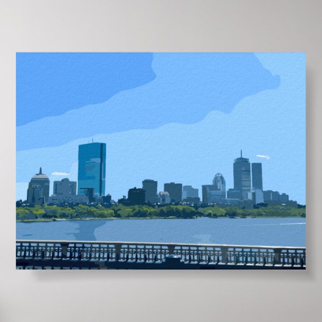 Poster Boston Skyline Charles River Peinture (Devant)