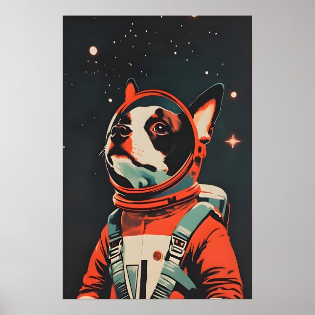Poster Boston Terrier Astronaut Poster, Boston Terrier (Devant)