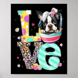 Poster Boston Terrier Bunny Amoureux des animaux du visag