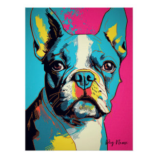 Poster Boston Terrier Dog 005 - Bruno Pokopen