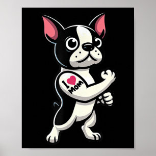 Poster Boston Terrier I Love Maman Funny Chien Tattoo