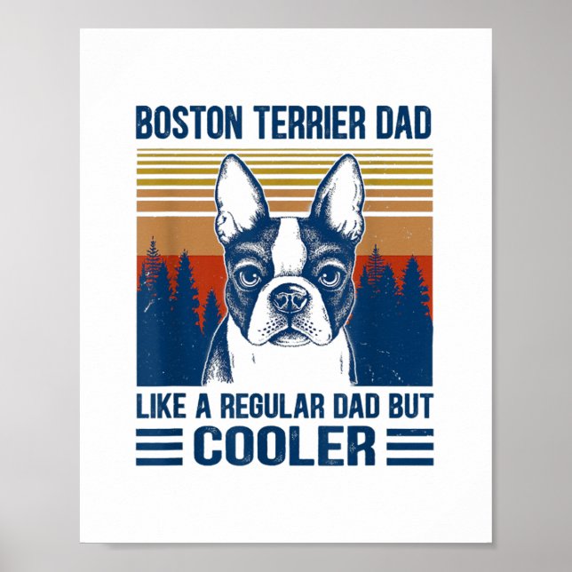 Poster Boston Terrier Papa Fête des pères (Devant)