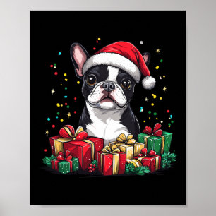 Poster Boston Terrier Santa Hat Funny Christmas Bostie Do