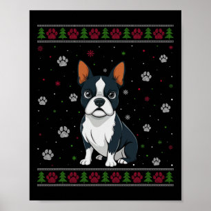 Poster Boston Terrier Sweat de Noël Xmas Animal de compag