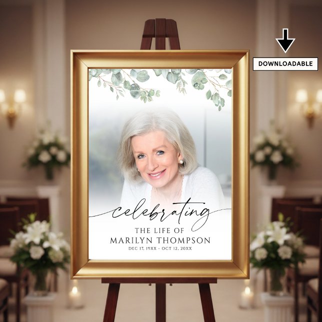 Poster Botanical Celebrating the Life of Photo Memorial (Créateur téléchargé)