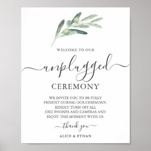 Poster Botanical Olive Unplugged Wedding Sign