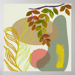 Poster Botanique Boho jaune vert