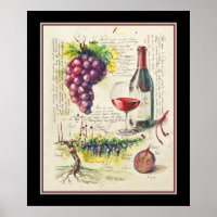 Poster botanique du vin rouge