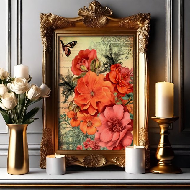 Poster Botanique Florale Orange (Vintage Floral Ephemera)