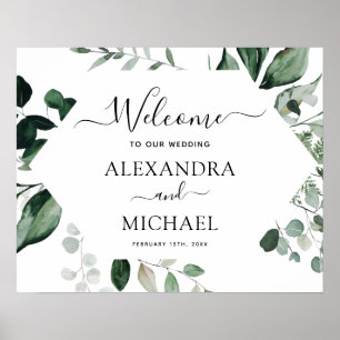 Poster Botanique Verdure Feuillage Aquarelle Mariage Post
