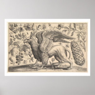 Poster Botanique vintage de mythologie grecque de griffon