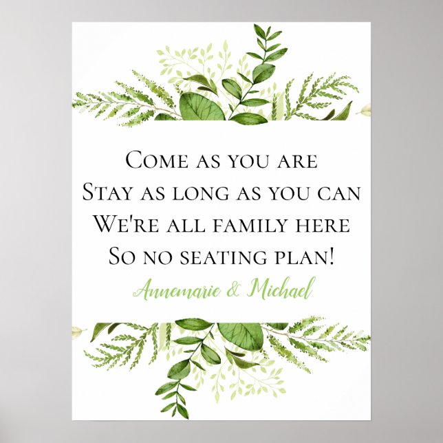Poster Botaniques Wildwoods No Seating Plan Mariage Signa (Devant)