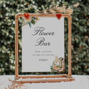 Poster Botte de la barre de fleurs et panneau de Fête des