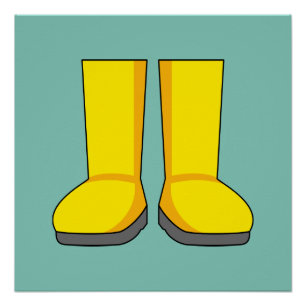 Poster Botte de pluie en caoutchouc jaune