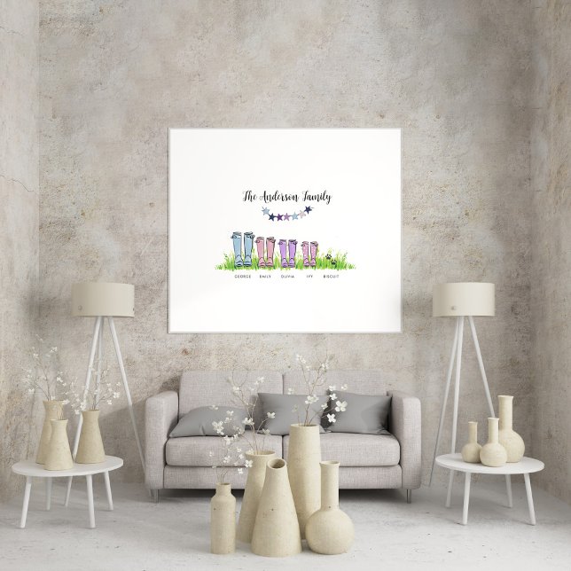 Poster Botte de pluie familiale cadeau élégant personnali (Créateur téléchargé)