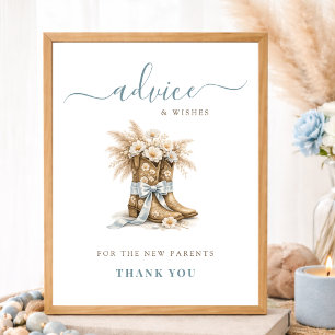 Poster Bottes de cowboy florales et conseils pour une bab