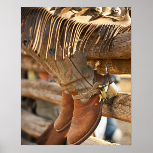 Poster Bottes de cowboy sur la barrière 2