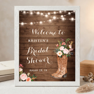 Poster Bottes de cowgirl rustiques Fleurs lumineuses Mari