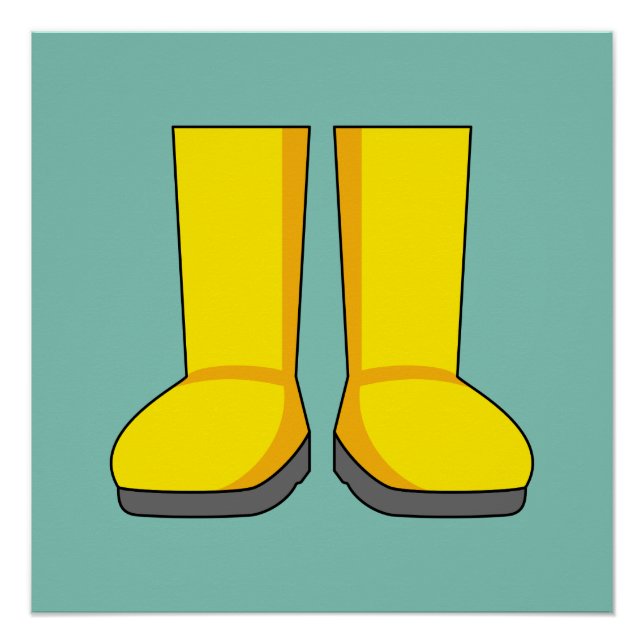 Poster Bottes de pluie jaunes en caoutchouc (Devant)