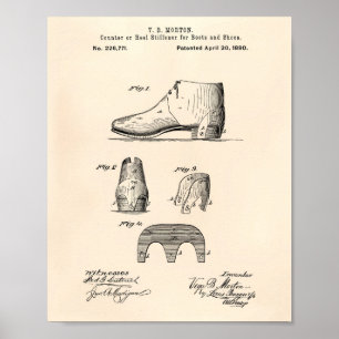 Poster Bottes et chaussures 1880 Brevet Art Vieux poivre