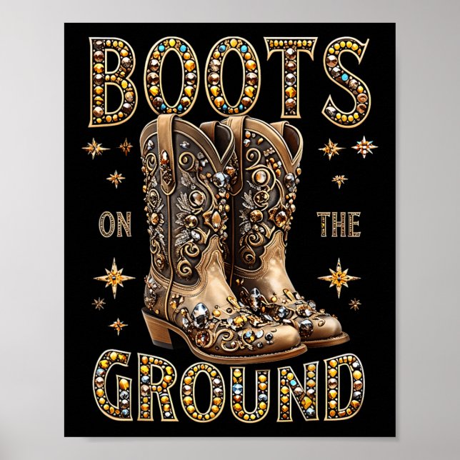Poster Bottes Sur Le Terrain Black Cowgirl Western Où Le (Devant)