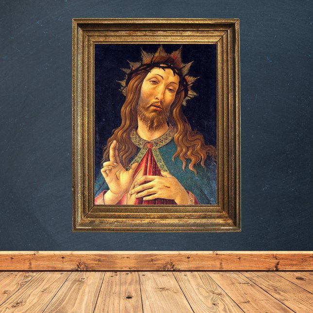 Poster Botticelli Christ couronné d'épines Carême Pâques (Christ crowned with thorns by Sandro Botticelli - Catholic Christian Lent Wall Art)