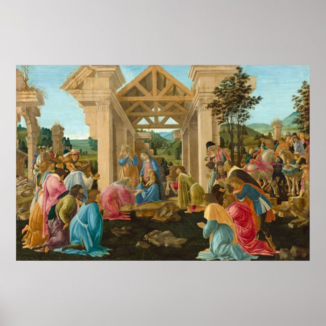 Poster Botticelli de Noël religieux Magi peinture d'art (Devant)