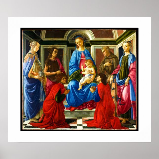 Poster Botticelli Madonna et Enfant avec 6 Saints 1470 (Devant)
