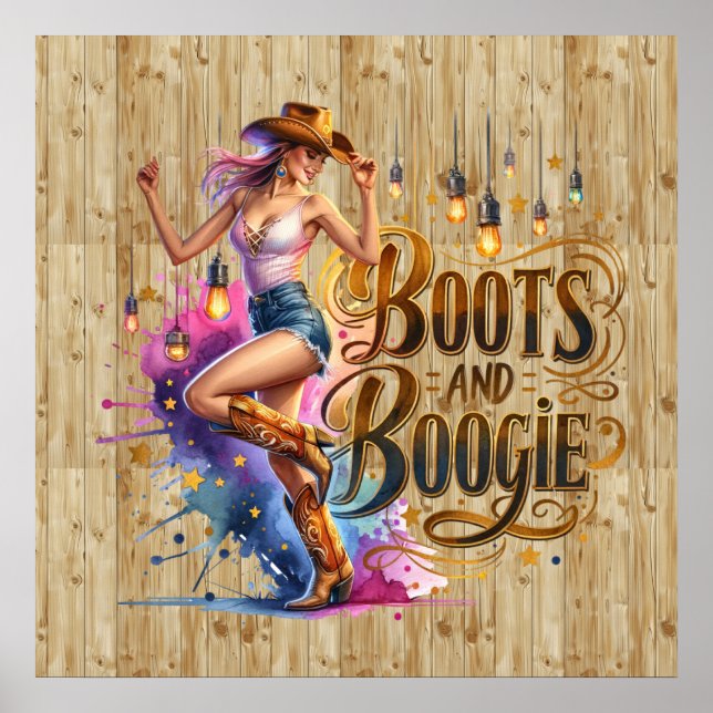 Poster Bottines de cowgirl Western Cute boogie (Devant)