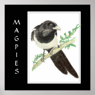 Poster Bouche d'aquarelle en Oiseau, collection d'animaux