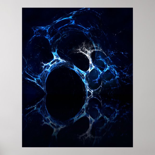 Poster Bouche De Grotte Bleue Lune, Art Fractal. (Devant)