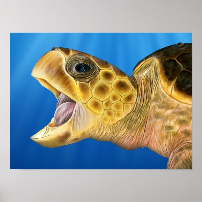 Poster Bouche ouverte à tête de germe stylisée (Devant)