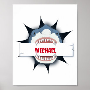 Poster Bouche ouverte avec dents de requin personnalisée