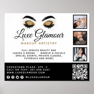 Poster Boucles d'oeil or glamour Broches Beauté Bar Promo