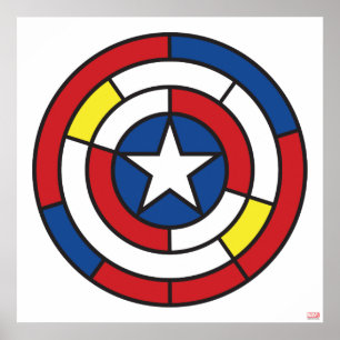 Poster Bouclier abstrait de Captain America De Stijl