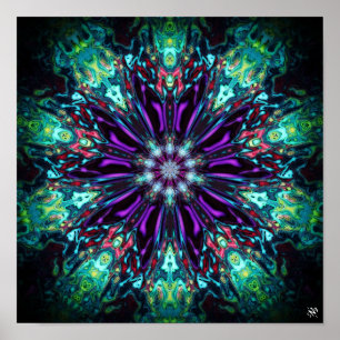 Poster Bouclier de monstres de fleurs v1 - pareidolia mot