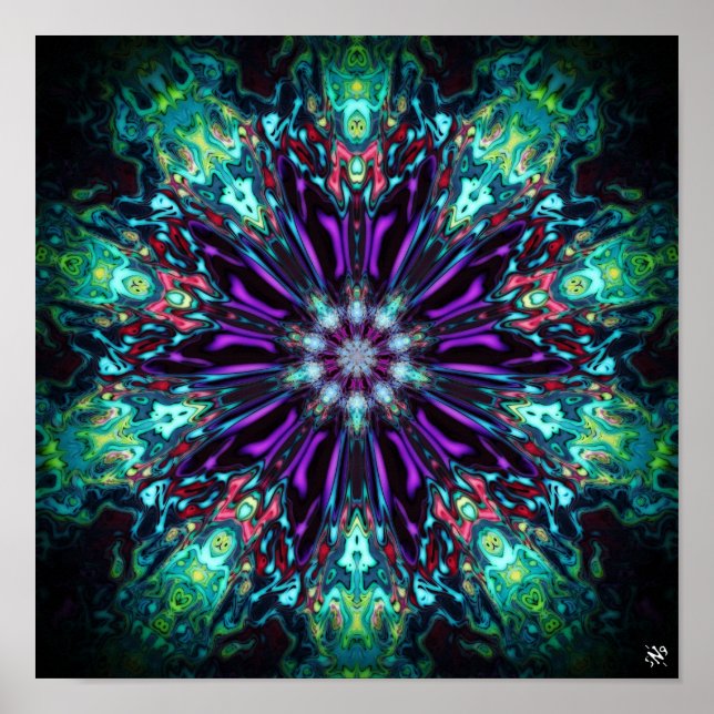 Poster Bouclier de monstres de fleurs v1 - pareidolia mot (Devant)