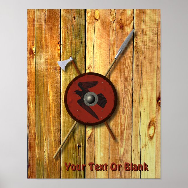 Poster Bouclier Et Armes De Corbeau Viking (Devant)