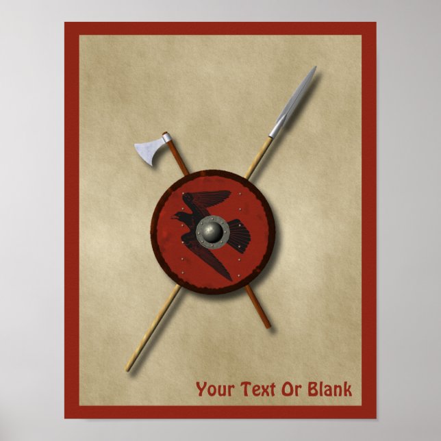 Poster Bouclier Et Armes De Corbeau Viking (Devant)