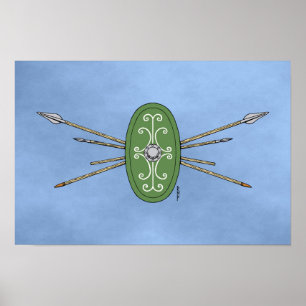 Poster Bouclier et lances celtiques anciens