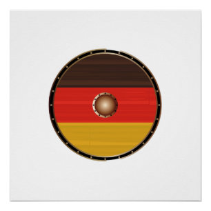 Poster Bouclier viking rond avec drapeau allemand