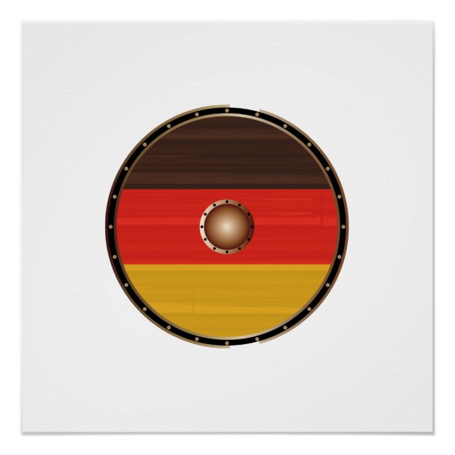 Poster Bouclier viking rond avec drapeau allemand (Devant)