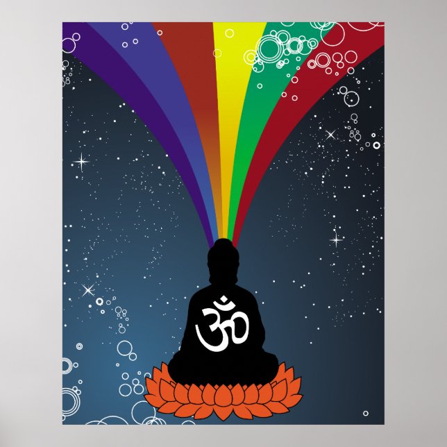 Poster Bouddha arc-en-ciel (Devant)