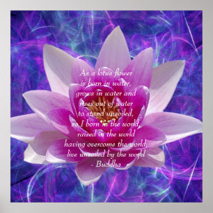 Poster Bouddha citation Lotus flower